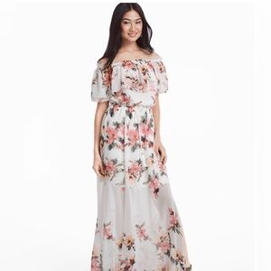 WHITE HOUSE BLACK MARKET FLORAL PRINT OFF-SHOULDER MAXI DRESS SIZE XL 🌟EUC🌟